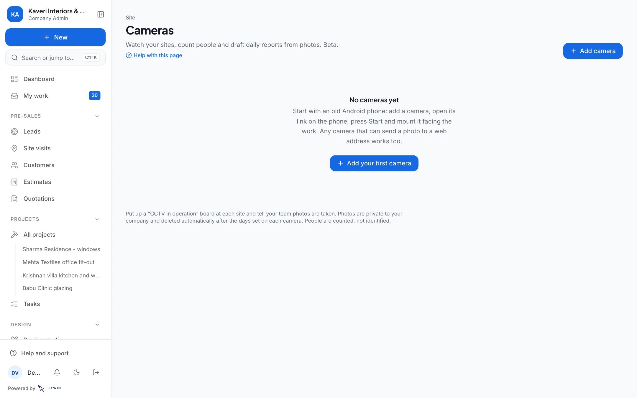 Cameras on site and the pictures they send.
