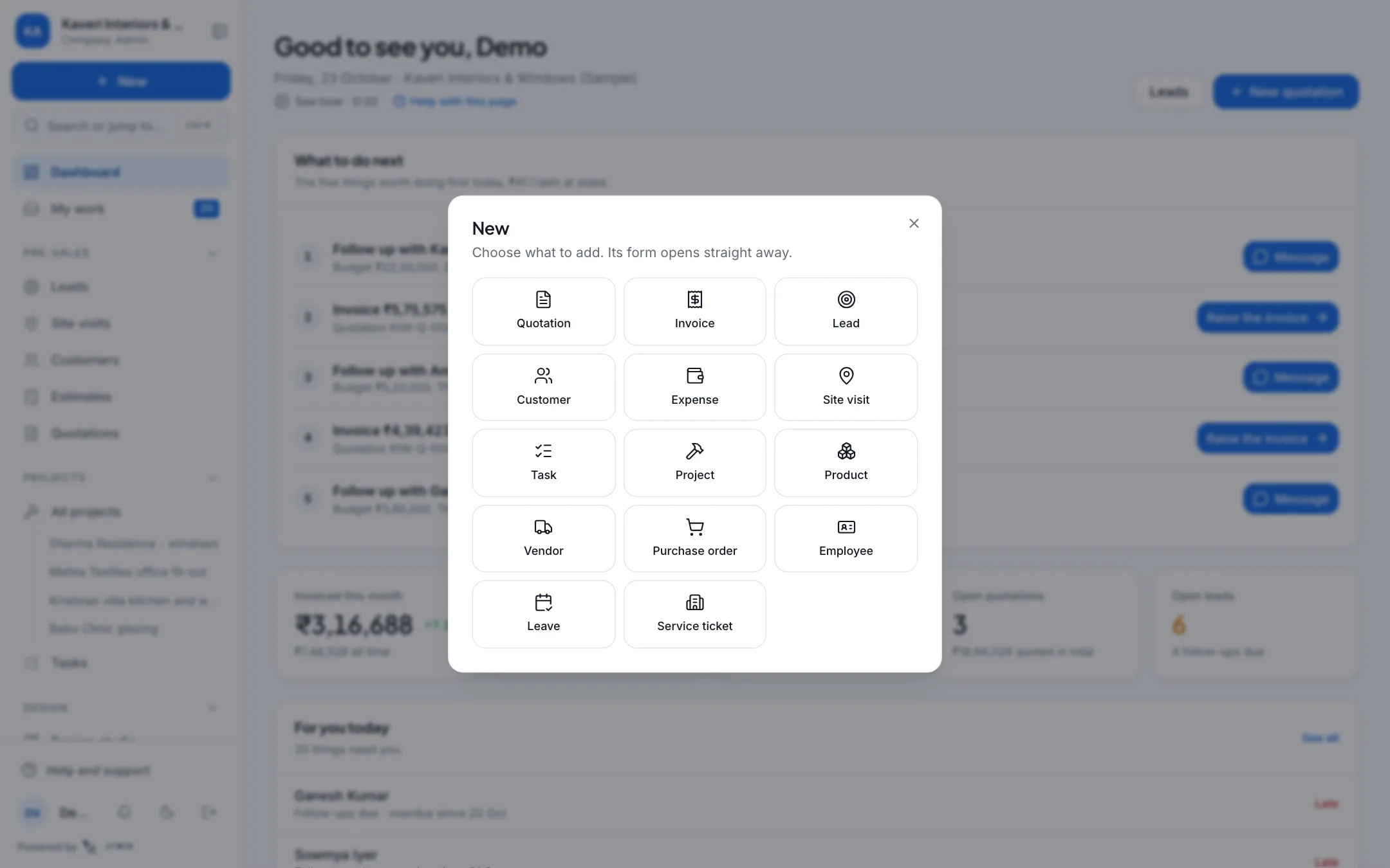 Start any document from any screen.
