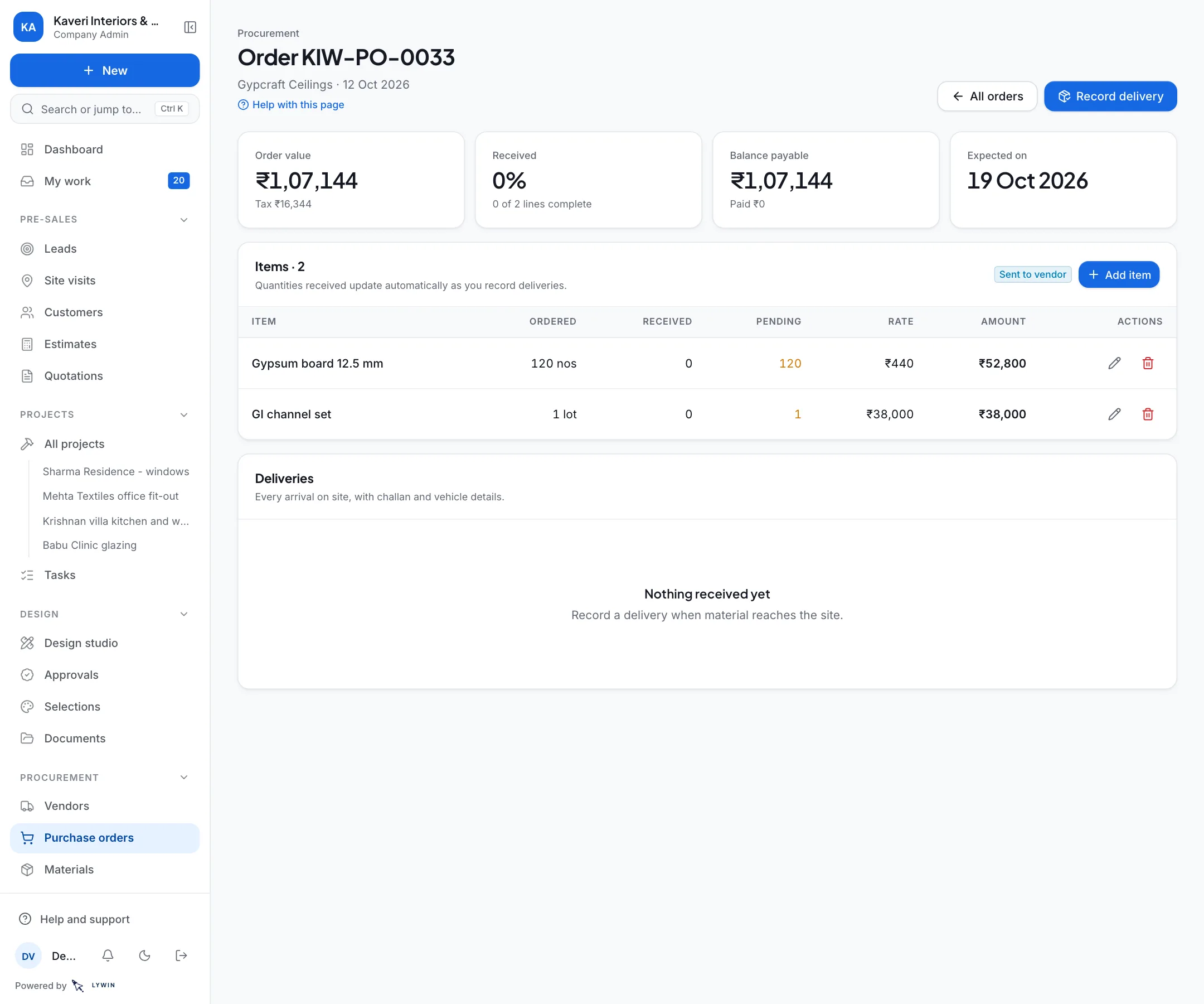 A purchase order with its lines, deliveries and payments.